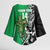 New Zealand and Ireland Rugby Custom Kimono Sleeve Blouse Maori Tiki Fern Irish Celtic Cross - Polynesian Pride