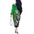 New Zealand and Ireland Rugby Custom Off The Shoulder Long Sleeve Dress Maori Tiki Fern Irish Celtic Cross - Polynesian Pride