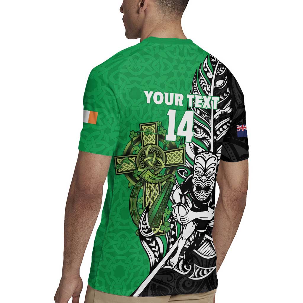 New Zealand and Ireland Rugby Custom Rugby Jersey Maori Tiki Fern Irish Celtic Cross - Polynesian Pride