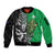 New Zealand and Ireland Rugby Custom Sleeve Zip Bomber Jacket Maori Tiki Fern Irish Celtic Cross - Polynesian Pride