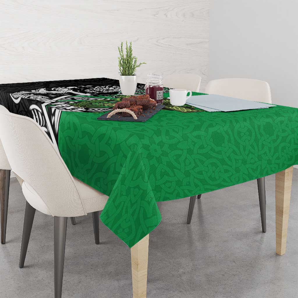 New Zealand and Ireland Rugby Custom Tablecloth Maori Tiki Fern Irish Celtic Cross - Polynesian Pride