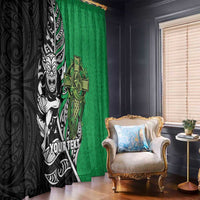 New Zealand and Ireland Rugby Custom Window Curtain Maori Tiki Fern Irish Celtic Cross - Polynesian Pride