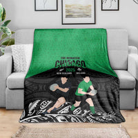 New Zealand and Ireland Rugby Blanket Chicago 2025 Go All Black Shamrocks - Polynesian Pride