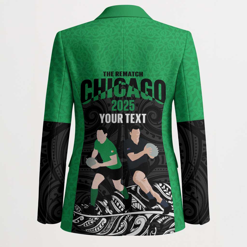 New Zealand and Ireland Rugby Custom Blazer Chicago 2025 Go All Black Shamrocks - Polynesian Pride