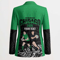 New Zealand and Ireland Rugby Custom Blazer Chicago 2025 Go All Black Shamrocks - Polynesian Pride