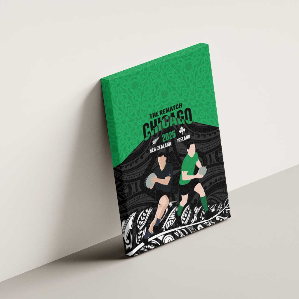 New Zealand and Ireland Rugby Canvas Wall Art Chicago 2025 Go All Black Shamrocks - Polynesian Pride