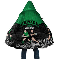 New Zealand and Ireland Rugby Custom Cloak Chicago 2025 Go All Black Shamrocks - Polynesian Pride
