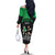 New Zealand and Ireland Rugby Custom Family Matching Off The Shoulder Long Sleeve Dress and Hawaiian Shirt Chicago 2025 Go All Black Shamrocks - Polynesian Pride
