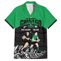 New Zealand and Ireland Rugby Custom Family Matching Summer Maxi Dress and Hawaiian Shirt Chicago 2025 Go All Black Shamrocks - Polynesian Pride