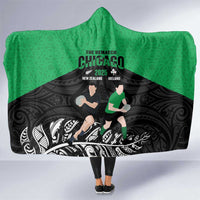 New Zealand and Ireland Rugby Hooded Blanket Chicago 2025 Go All Black Shamrocks - Polynesian Pride