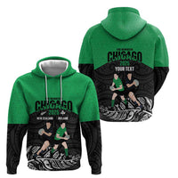 New Zealand and Ireland Rugby Custom Hoodie Chicago 2025 Go All Black Shamrocks - Polynesian Pride