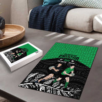 New Zealand and Ireland Rugby Puzzle Chicago 2025 Go All Black Shamrocks - Polynesian Pride