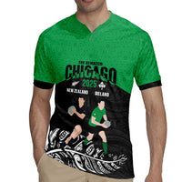 New Zealand and Ireland Rugby Custom Rugby Jersey Chicago 2025 Go All Black Shamrocks - Polynesian Pride