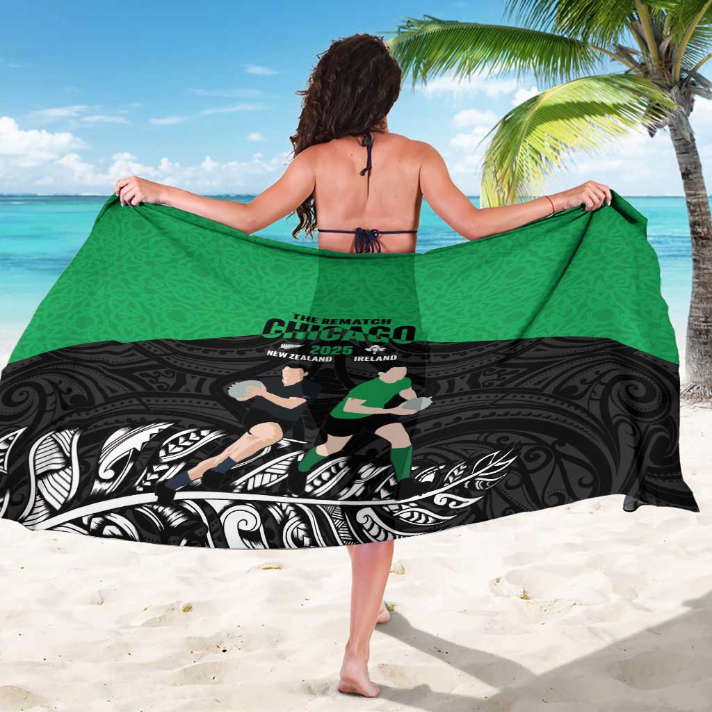 New Zealand and Ireland Rugby Sarong Chicago 2025 Go All Black Shamrocks - Polynesian Pride