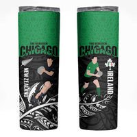 New Zealand and Ireland Rugby Skinny Tumbler Chicago 2025 Go All Black Shamrocks - Polynesian Pride
