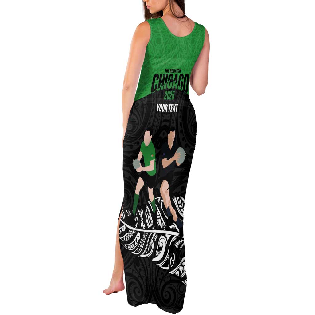 New Zealand and Ireland Rugby Custom Tank Maxi Dress Chicago 2025 Go All Black Shamrocks - Polynesian Pride