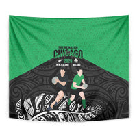 New Zealand and Ireland Rugby Tapestry Chicago 2025 Go All Black Shamrocks - Polynesian Pride