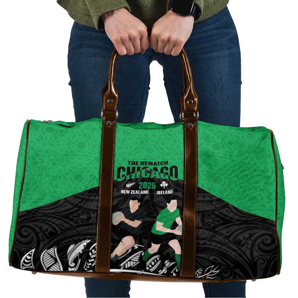 New Zealand and Ireland Rugby Travel Bag Chicago 2025 Go All Black Shamrocks - Polynesian Pride