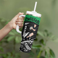 New Zealand and Ireland Rugby Tumbler With Handle Chicago 2025 Go All Black Shamrocks - Polynesian Pride