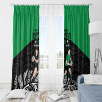 New Zealand and Ireland Rugby Window Curtain Chicago 2025 Go All Black Shamrocks - Polynesian Pride