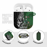 New Zealand and South Africa Rugby Custom AirPods Case Maori Tiki Fern Springboks Kente Pattern - Polynesian Pride