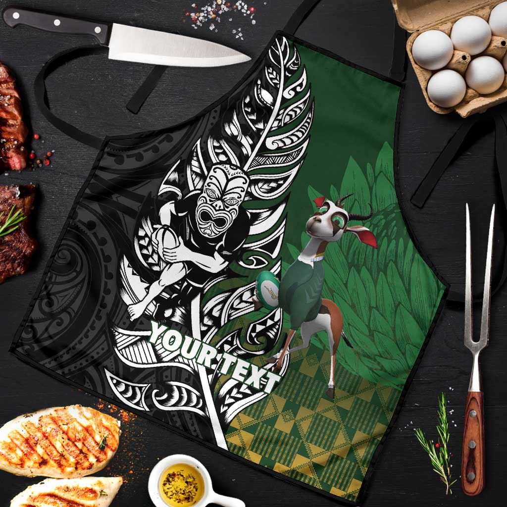 New Zealand and South Africa Rugby Custom Apron Maori Tiki Fern Springboks Kente Pattern - Polynesian Pride