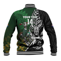 New Zealand and South Africa Rugby Custom Baseball Jacket Maori Tiki Fern Springboks Kente Pattern - Polynesian Pride