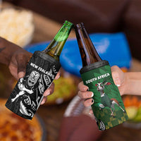 New Zealand and South Africa Rugby 4 in 1 Can Cooler Tumbler Maori Tiki Fern Springboks Kente Pattern - Polynesian Pride