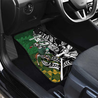 New Zealand and South Africa Rugby Custom Car Mats Maori Tiki Fern Springboks Kente Pattern - Polynesian Pride