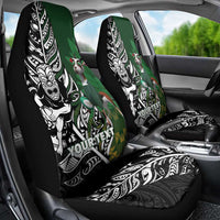 New Zealand and South Africa Rugby Custom Car Seat Cover Maori Tiki Fern Springboks Kente Pattern - Polynesian Pride