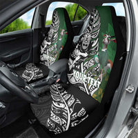 New Zealand and South Africa Rugby Custom Car Seat Cover Maori Tiki Fern Springboks Kente Pattern - Polynesian Pride