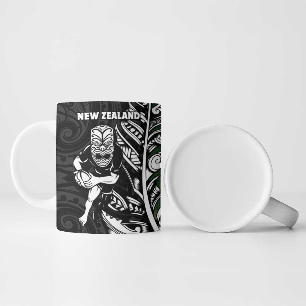 New Zealand and South Africa Rugby Ceramic Mug Maori Tiki Fern Springboks Kente Pattern - Polynesian Pride