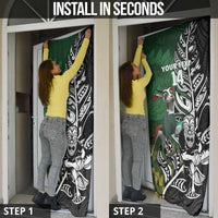 New Zealand and South Africa Rugby Custom Door Cover Maori Tiki Fern Springboks Kente Pattern - Polynesian Pride