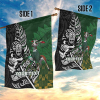 New Zealand and South Africa Rugby Custom Garden Flag Maori Tiki Fern Springboks Kente Pattern - Polynesian Pride