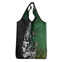 New Zealand and South Africa Rugby Custom Grocery Bag Maori Tiki Fern Springboks Kente Pattern - Polynesian Pride