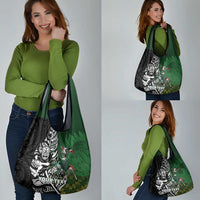 New Zealand and South Africa Rugby Custom Grocery Bag Maori Tiki Fern Springboks Kente Pattern - Polynesian Pride