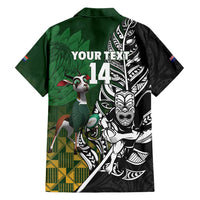 New Zealand and South Africa Rugby Custom Hawaiian Shirt Maori Tiki Fern Springboks Kente Pattern - Polynesian Pride