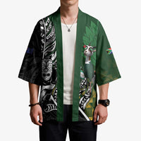 New Zealand and South Africa Rugby Custom Kimono Maori Tiki Fern Springboks Kente Pattern - Polynesian Pride