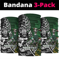 New Zealand and South Africa Rugby Custom Neck Gaiter Maori Tiki Fern Springboks Kente Pattern - Polynesian Pride