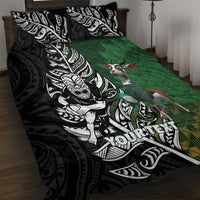 New Zealand and South Africa Rugby Custom Quilt Bed Set Maori Tiki Fern Springboks Kente Pattern - Polynesian Pride