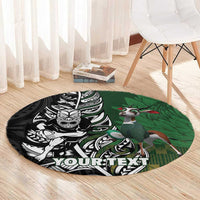 New Zealand and South Africa Rugby Custom Round Carpet Maori Tiki Fern Springboks Kente Pattern - Polynesian Pride