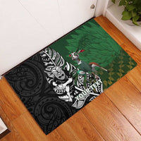 New Zealand and South Africa Rugby Custom Rubber Doormat Maori Tiki Fern Springboks Kente Pattern - Polynesian Pride