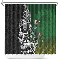 New Zealand and South Africa Rugby Custom Shower Curtain Maori Tiki Fern Springboks Kente Pattern - Polynesian Pride