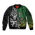 New Zealand and South Africa Rugby Custom Sleeve Zip Bomber Jacket Maori Tiki Fern Springboks Kente Pattern - Polynesian Pride