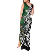 New Zealand and South Africa Rugby Custom Tank Maxi Dress Maori Tiki Fern Springboks Kente Pattern - Polynesian Pride