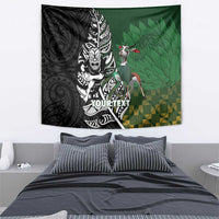 New Zealand and South Africa Rugby Custom Tapestry Maori Tiki Fern Springboks Kente Pattern - Polynesian Pride