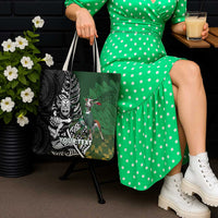 New Zealand and South Africa Rugby Custom Tote Bag Maori Tiki Fern Springboks Kente Pattern - Polynesian Pride