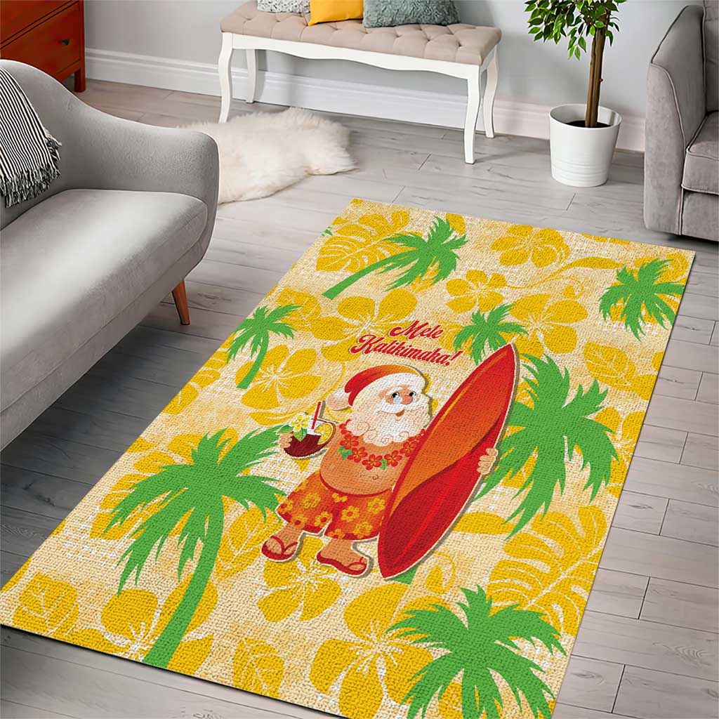 Aloha Hawaii Christmas Area Rug Mele Kalikimaka Funny Santa Palaka Quilt Motifs - Polynesian Pride