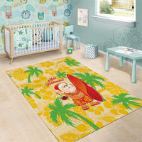 Aloha Hawaii Christmas Area Rug Mele Kalikimaka Funny Santa Palaka Quilt Motifs - Polynesian Pride