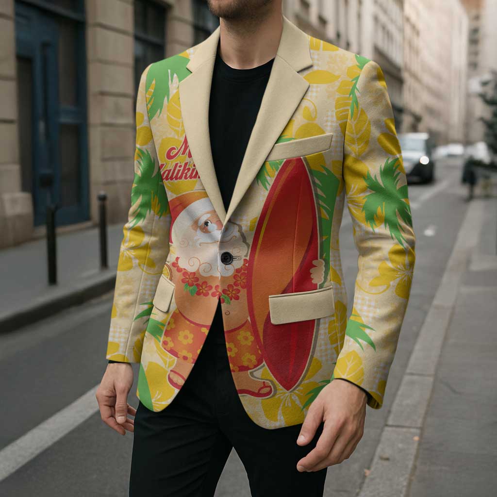 Aloha Hawaii Christmas Blazer Mele Kalikimaka Funny Santa Palaka Quilt Motifs - Polynesian Pride